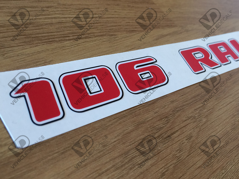 reproduction Peugeot 106 S1 rallye front wing stripe decal autocollant graphique