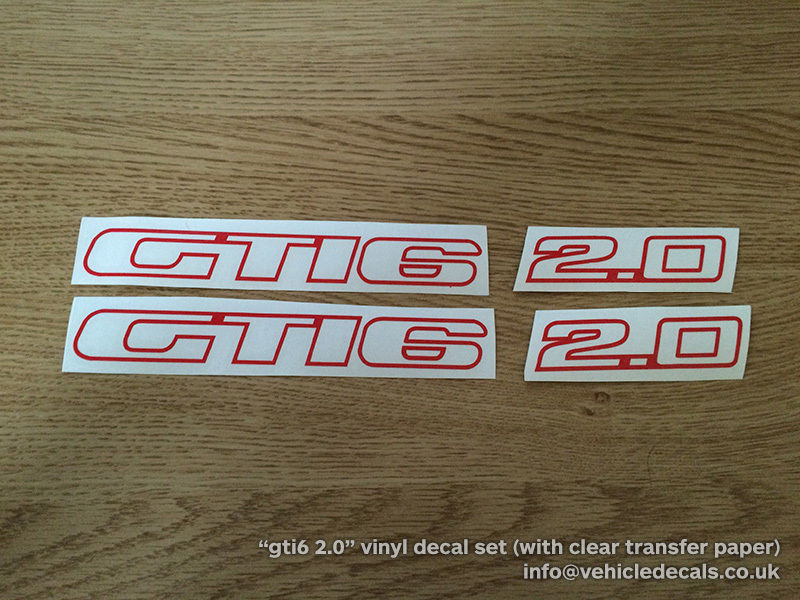 PEUGEOT 205 gti-6 GTi6 2.0 badge autocollant stickers Quart Rouge Vinyle badges 