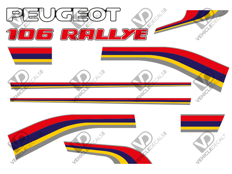 reproduction Peugeot 106 S1 rallye front wing stripe decal autocollant graphique