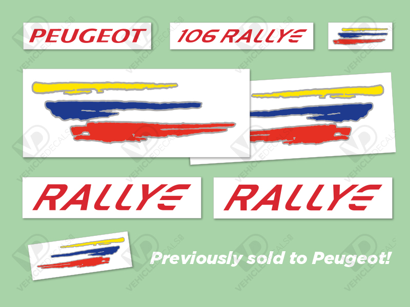 Peugeot 106 S2 Rallye Reproduction Decals (Individual Decals